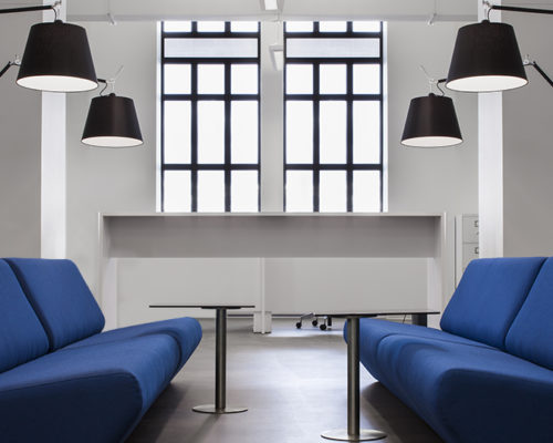 Tolomeo mega black floor in the Why Not Blue Office.